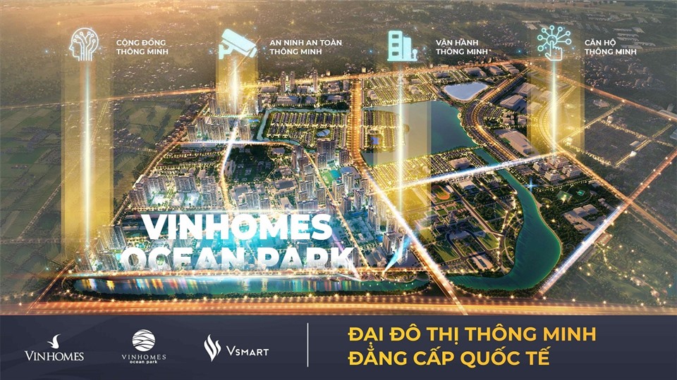 Hình ảnh tổng quan Vinhomes Ocean Park với quy hoạch đồng bộ, tiện ích hoàn chỉnh và uy tín thương hiệu, là yếu tố cốt lõi giúp bất động sản tăng giá trị bền vững.