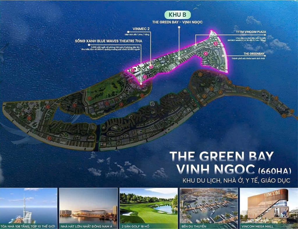 The Green Bay – Vịnh Ngọc không chỉ là nơi giao thoa giữa nhịp sống sôi động và nghỉ dưỡng yên bình, mà còn là trung tâm kết nối toàn bộ tiện ích dự án Vinhomes Green Paradise, kiến tạo nên phong cách sống năng động, phồn hoa và thịnh vượng cho cư dân tinh hoa.