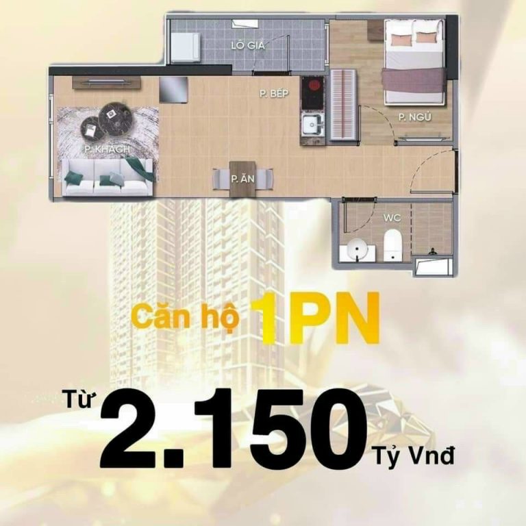 Mặt bằng chi tiết và giá bán căn hộ 1PN+1 dự án The Beverly Solari.