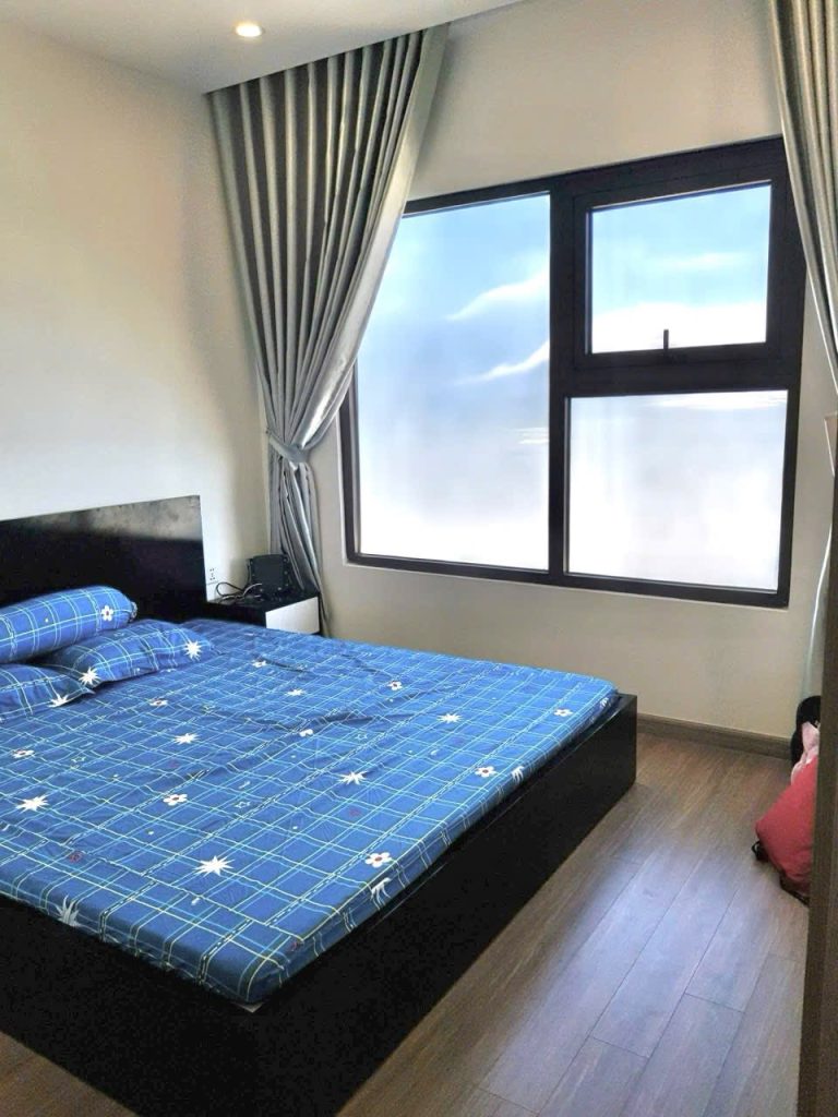 Thiết kế phòng ngủ hiện đại tại căn hộ cho thuê phân khu The Rainbow Vinhomes Grand Park.
