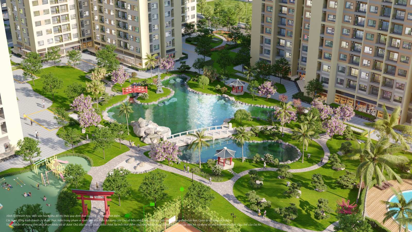 Khu vui chơi trẻ em và cảnh quan phong cách Nhật Bản tại phân khu The Beverly Solari