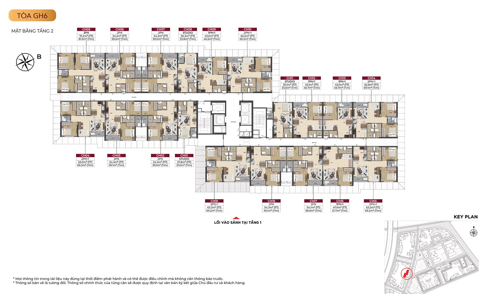 Sơ đồ thiết kế căn hộ tòa GH6 dự án Glory Heights