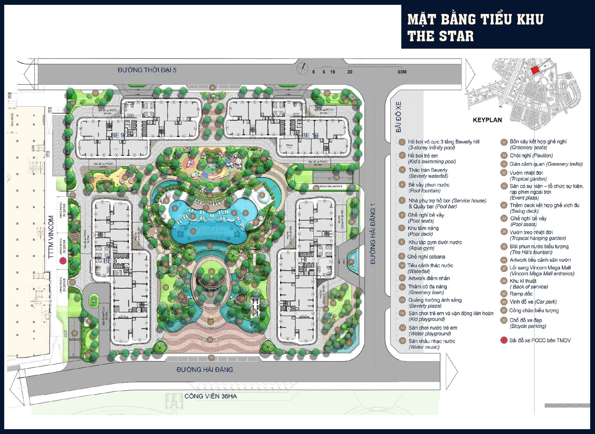 Bản đồ mặt bằng phân khu The Star Vinhomes Grand Park cạnh trung tâm thương mại Vincom Mega Mall.