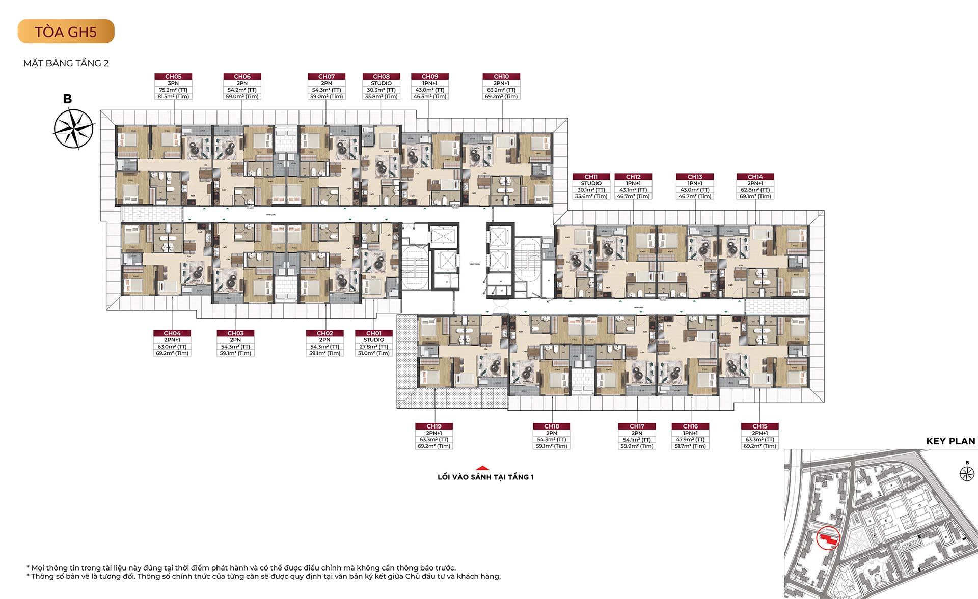 Mặt bằng chi tiết tòa GH5 dự án Glory Heights
