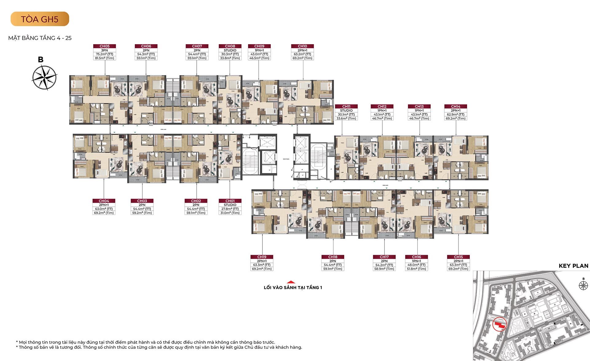 Mặt bằng chi tiết tòa GH5 dự án Glory Heights