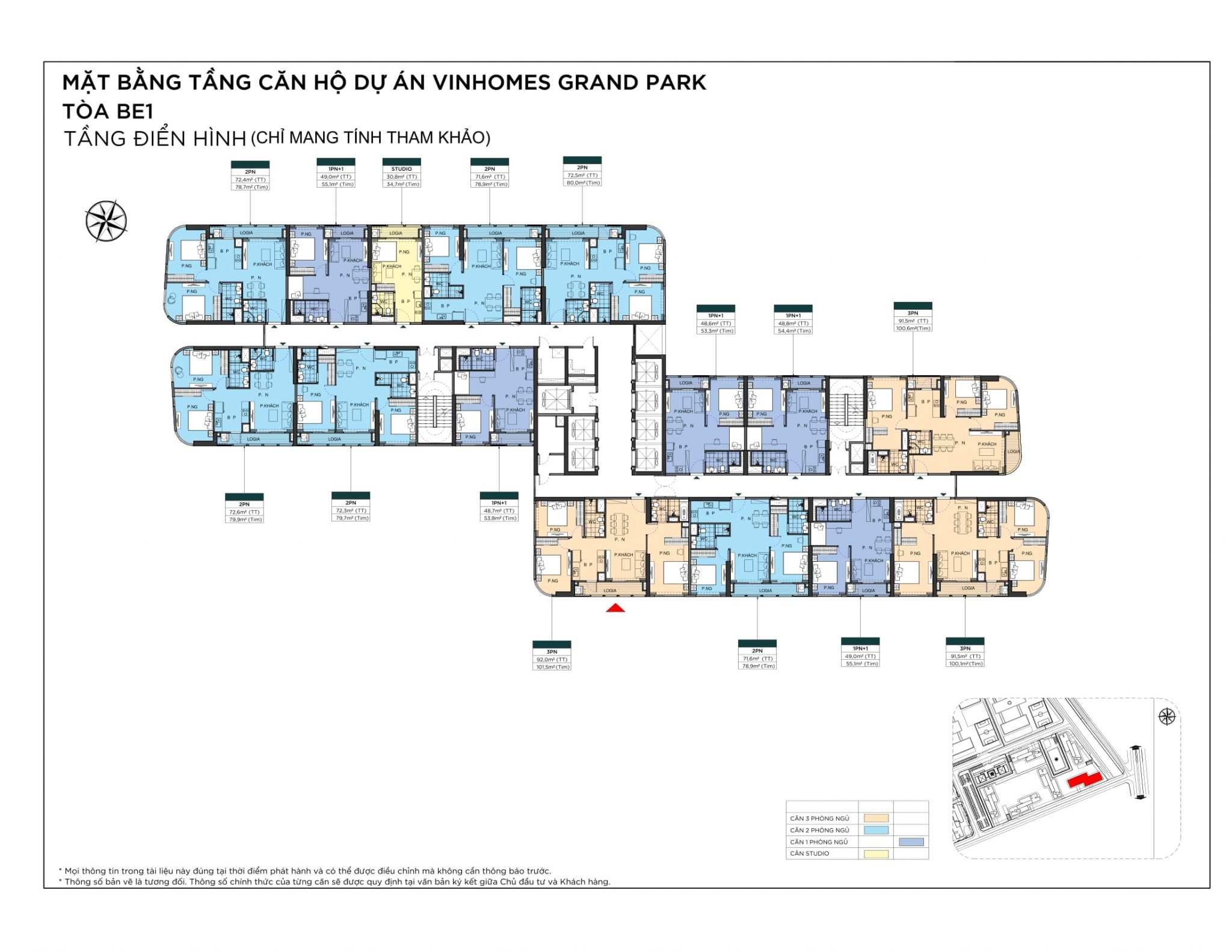 Mặt bằng tầng điển hình tòa BE1 phân khu The Beverly Vinhomes Grand Park