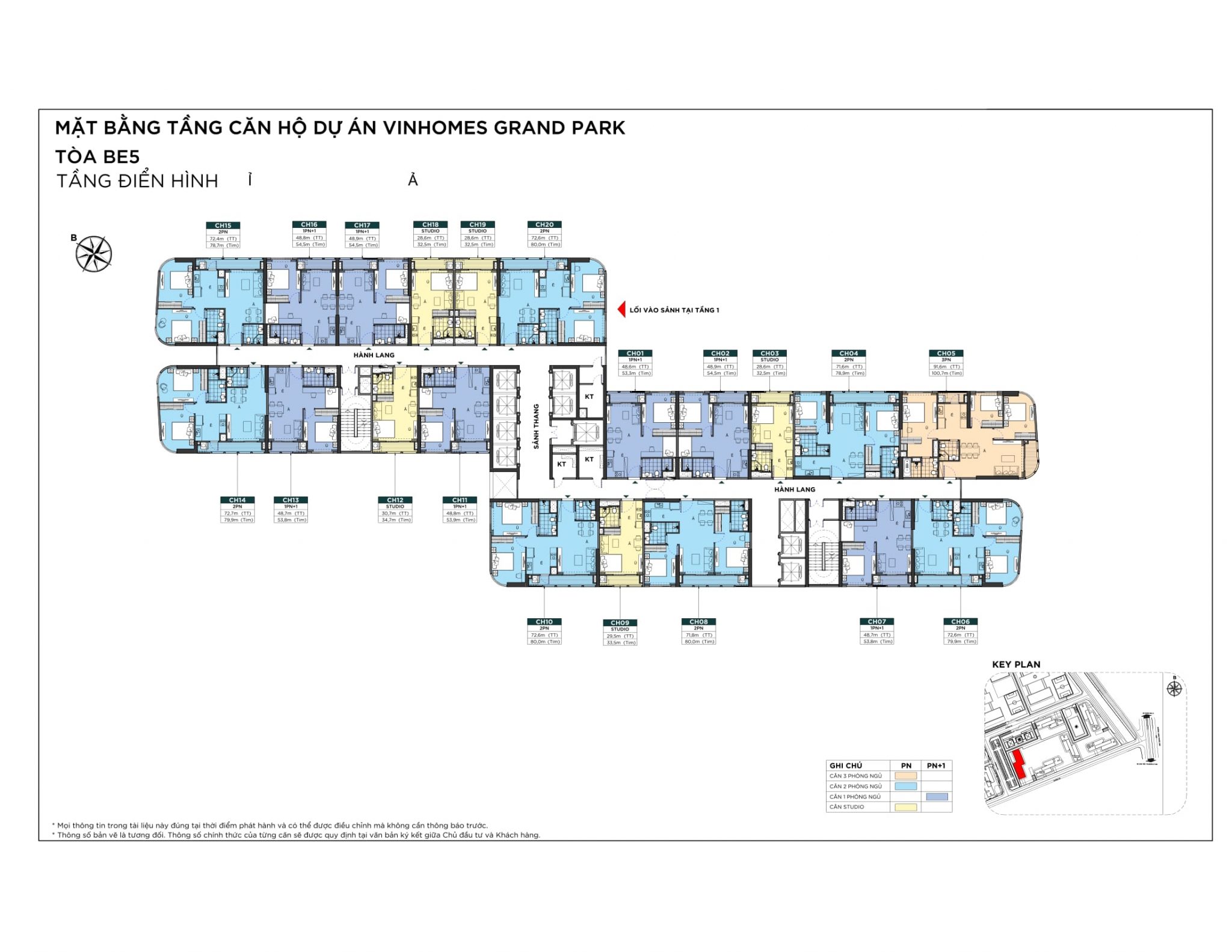 Mặt bằng tầng điển hình tòa BE5 dự án The Beverly Vinhomes Grand Park