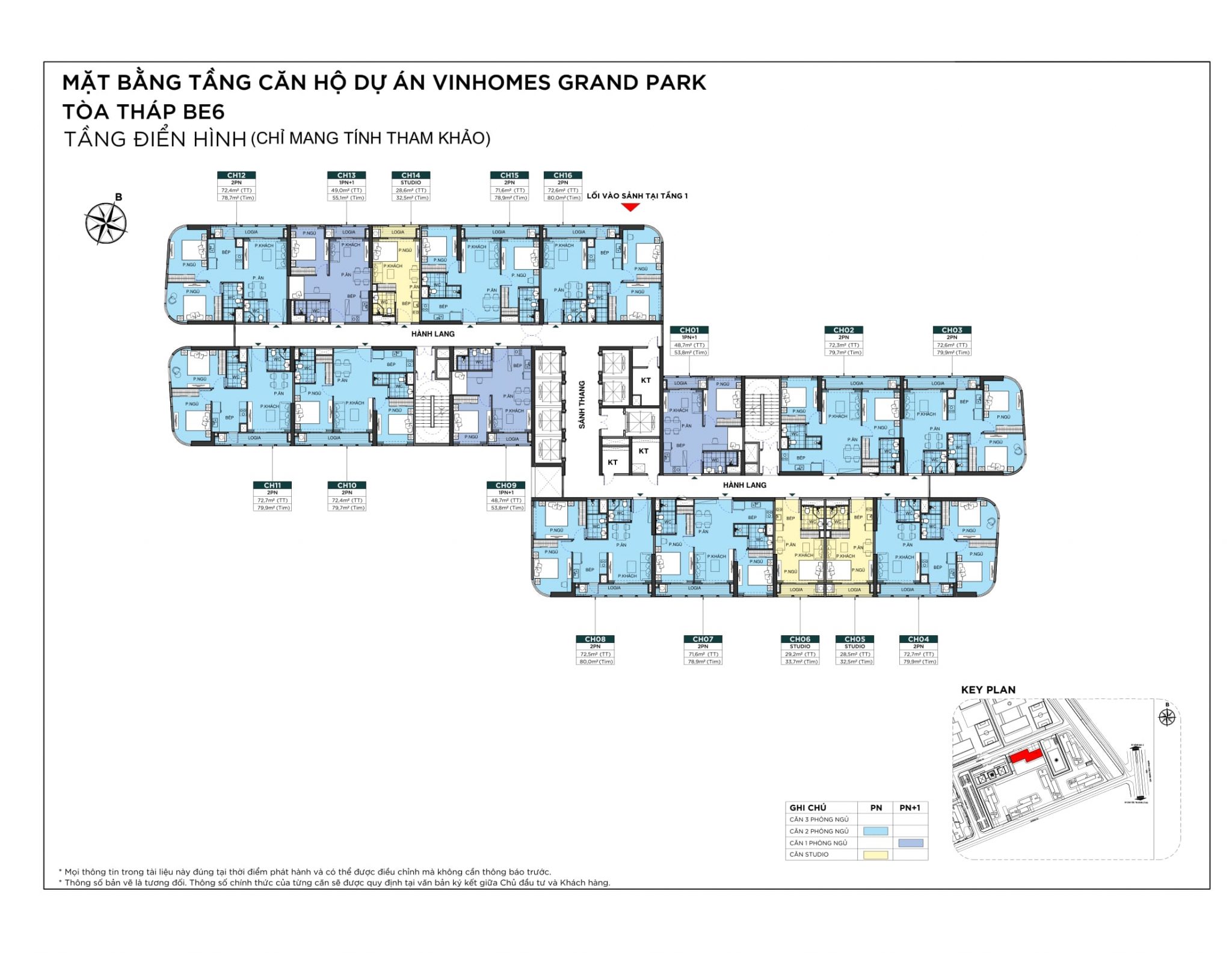 Mặt bằng tầng điển hình tòa BE6 dự án The Beverly Vinhomes Grand Park