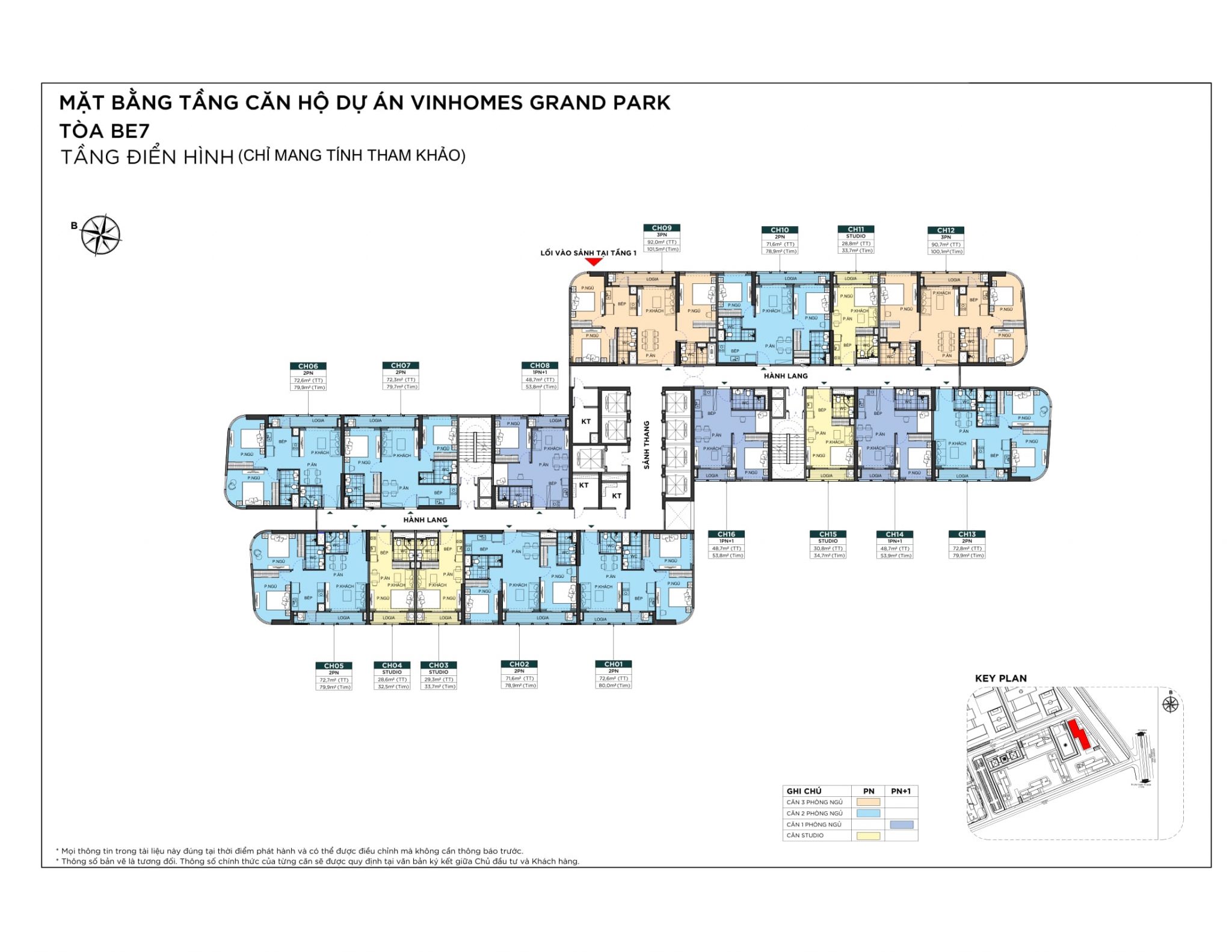 Mặt bằng tầng điển hình tòa BE7 dự án The Beverly Vinhomes Grand Park