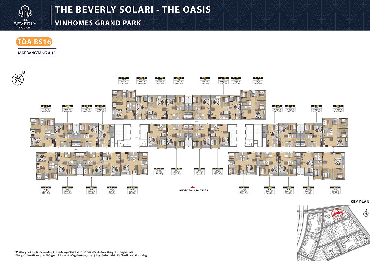 Bản vẽ mặt bằng tòa BS16 tầng 4-10 The Oasis Vinhomes Grand Park