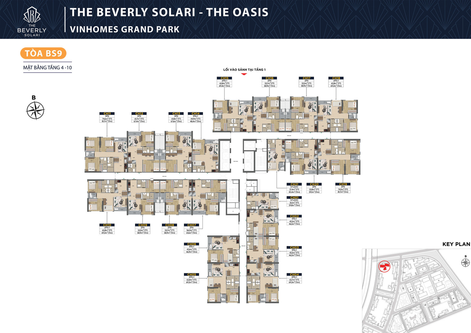Bản vẽ mặt bằng tầng 4-10 tòa BS9 phân khu The Oasis dự án The Beverly Solari