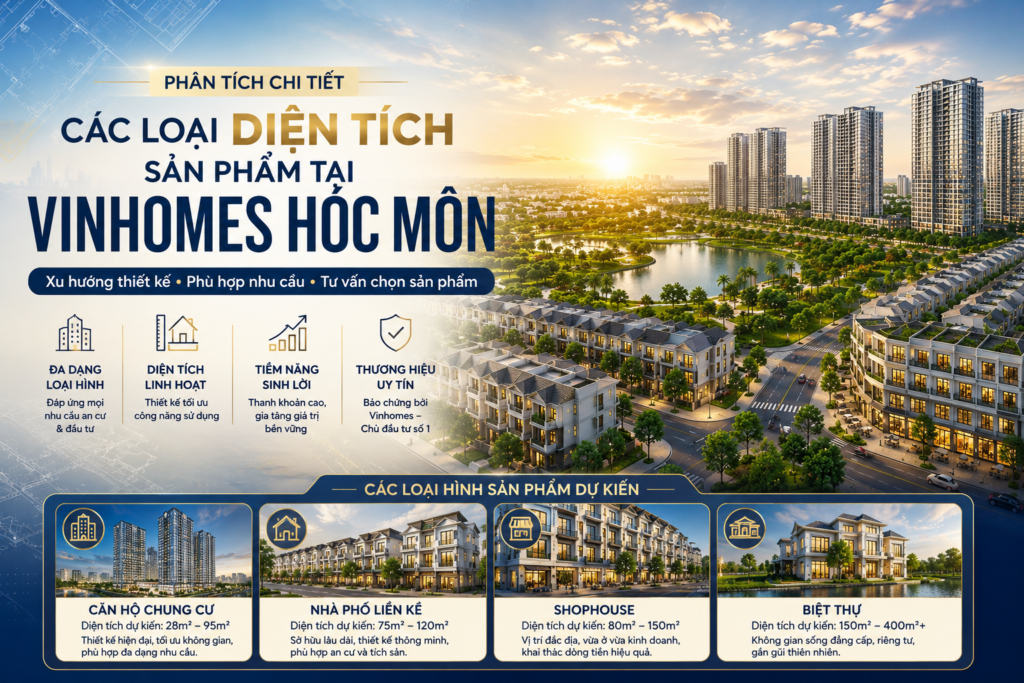 Các loại diện tích sản phẩm tại Vinhomes Hóc Môn